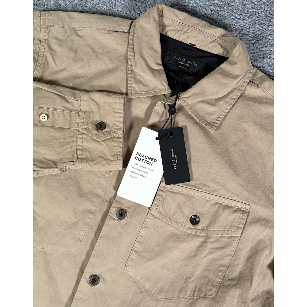NWT Rag & Bone Greige Long Sleeve Stanton Shirt Jacket Overshirt Mens Medium